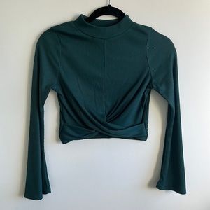 Deep green mock neck crop top